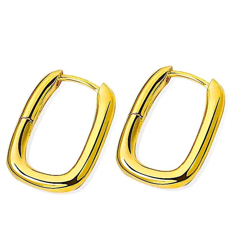 Gold Plated Square Hoop Drop Dangle Earrings
